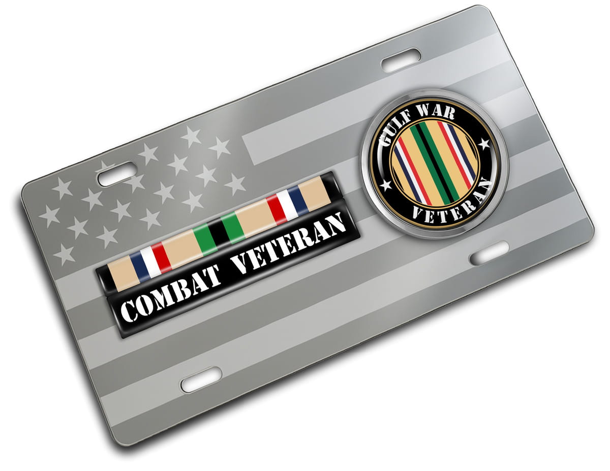 Gulf Combat Veteran - Stainless Steel Car License Plate